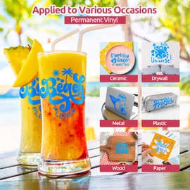 Oncil Blue Permanent Vinyl, Blue Adhesive Vinyl for Cricut Machine, 12” x 15ft Vinyl Roll for DIY Mug, Decor Wall Sticker, Car Decal, Scrapbooking, Signs Party Decoration