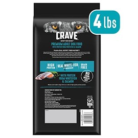 CRAVE CRAVE Grain Free High Protein Adult Dry Dog Food, White Fish & Salmon, 4 lb. Bag