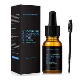 20ML Pure Castor Oil for Eyelashes Eyebrow Hair Growth Body Care Oil, Cold pressed Hexan Free Castor Oil for Longer Thicker Eyelashes, Eyebrow - 2 x 10ml Bottles