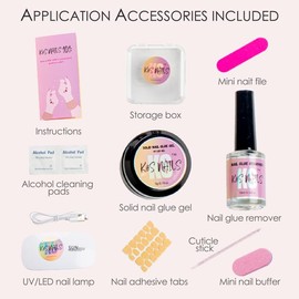 K&S Nails Press on Handmade Nails -SIZE MEDIUM (First Crush) | Short Oval | Nail Kit with Two Types of Glues, UV/LED Lamp and Glue Remover | False Nails with 10 Pcs