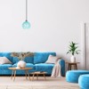 Modern Designer Soft Teal Circular Ribbed Glass Non Electric Pendant