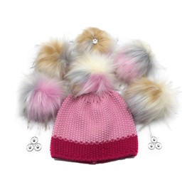 Furryvalley Faux Fur Pompom 6pcs DIY Crafts Fluffy Balls for Hat Shoes Scarves with Snap Fastener Removable Knitting Hat Accessories 6 Inch Extra Large(Colorful)
