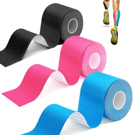 Sports Tape Kinesiology Tape Physio Tape 5 x 5 cm Waterproof & Skin-Friendly Kinesiotape with Special Scissors for Knee Pain, Elbow and Shoulder