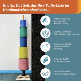 Knotty Braided Paracord 2 mm x 100 m, Heavy Duty Rope for Gardening, DIY, Bivouac, Bushcraft, Boat Case - Versatile and Durable - Made in France