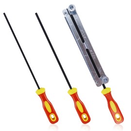 3 Pieces File for Chainsaw with Handle and File Holder Horse File Chainsaw File Set Chainsaw Round File 4.0 mm, 4.8 mm, 5.5 mm 3 Sizes for Chainsaws