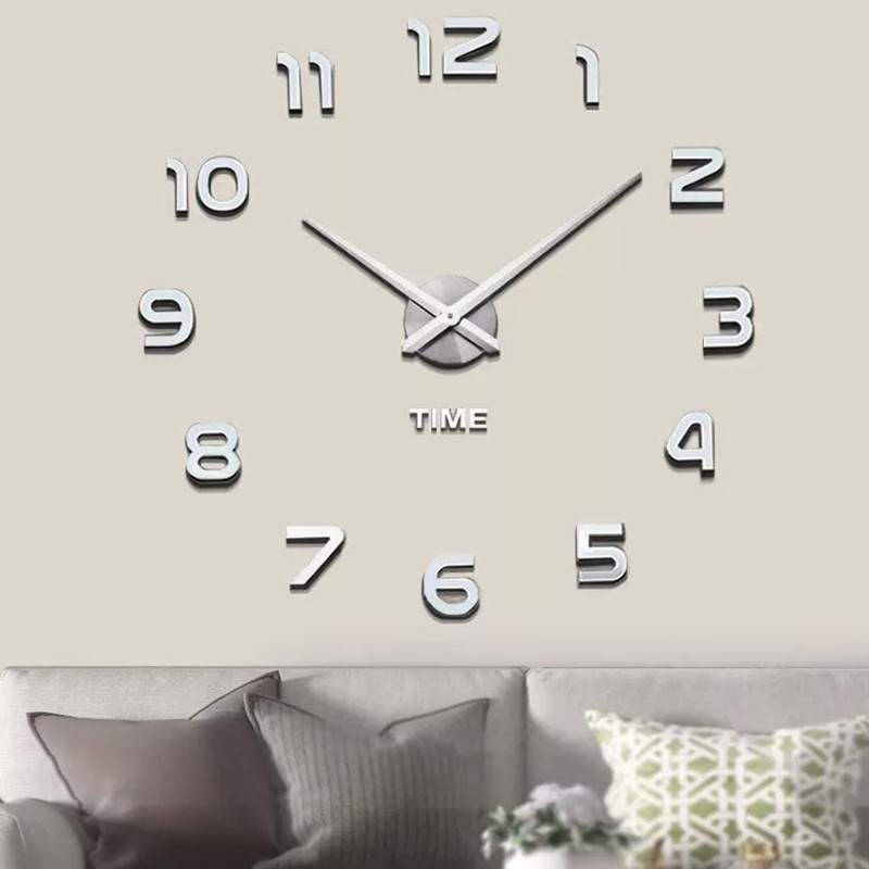 3D Number Large Wall Clock Silent Simple Fashionable Decorative Numeral
