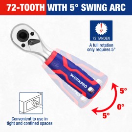 WORKPRO 34PC 1/4 Drive Master Socket Set Metric Dual Head Ratchet Bit Set w/Case