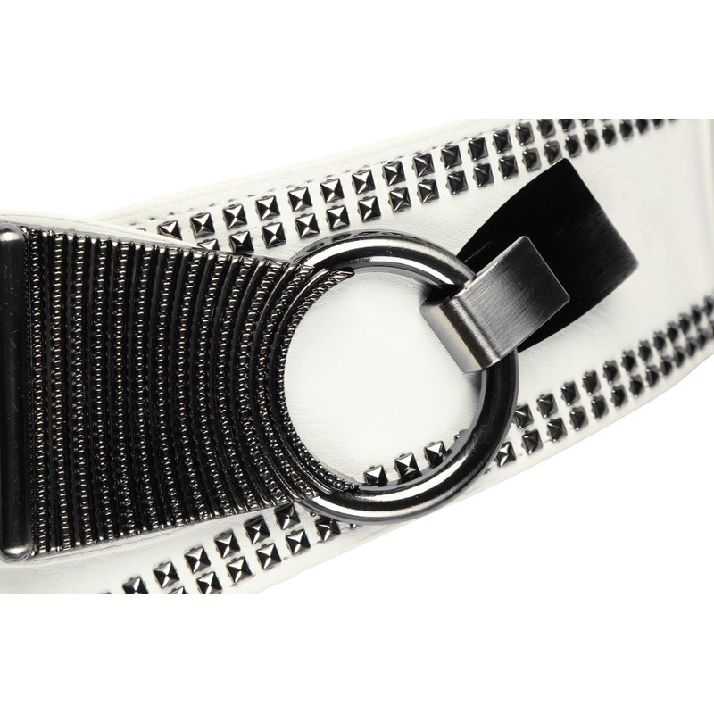 BlackButterfly Wide Elastic Stretchy Metal Fogging Diamante Hook Buckle Belt,