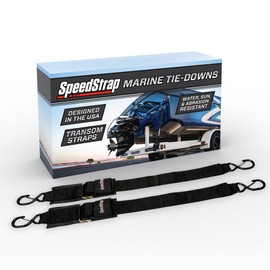 SpeedStrap 2" x 4' Marine Transom Tie-Down Straps with Snap S-Hooks- 1,200 lb Capacity, Heavy Duty Waterproof Boat Tie-Downs for Secure Transport - Universal Fit for Marine Vessels (2 Pack)