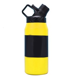 Stainless Steel Vacuum Insulation Bottle Stylish Innovative High Capacity Leakpoof Sports Water Bottle for Outdoor Sports Car Travel 750ml Yellow