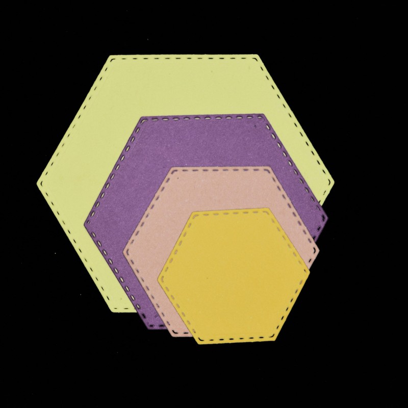 Nest of 4 Hexagon Stitch Patterned Metal Cutting Dies, Card