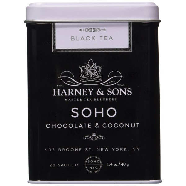 Harney & Sons SoHo Chocolate Coconut Tea - 20 Count Sachet Tin