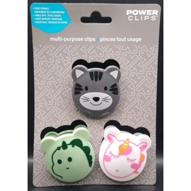 Power Clips Multi Purpose Clips Cat Dino Unicorn Crafts Chips Paper Set of 3