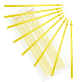 10.5" Long Rainbow Colored Reusable Plastic Replacement Straws, Fits Most Tumblers, Set of 10 with Cleaning Brush (Yellow)