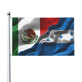Generic Mexico Mexican Mex And Honduras Hondurans Flag 3x5 Ft Flag Duplex Prints Outdoor Double Fabric Flags Outside Banner 3x5 Foot Feet Brightly Colored Fanti-Fading Outer Banner Durable, Black