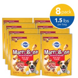 PEDIGREE MARROBONE Dog Treats Real Beef Flavor Crunchy Dog Biscuit, 24 oz. (Pack of 8)