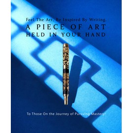 ARTEX Luxury Fountain Pen Set With Stand - Museum Art Collections - Crafting Timeless Beauty - the Best Gift & Office Desk Decor, German SCHMIDT Fine Nib, Solid Metal & Marble Texture