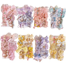 FZBNSRKO 44pcs Colorful Flower Hair Ties, Handmade Hair Bows Ties/Cute Girls Hair Tie/Colorful Elastic Kids Hair Ties for Baby Girls Infants Toddlers(Random Style, Mixed Style-1)