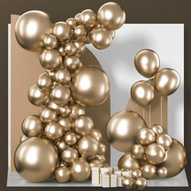 PartyWoo Metallic Chrome Gold Balloons, 120 pcs Gold Chrome Balloons Different Sizes Pack of 18 Inch 12 Inch 10 Inch 5 Inch for Metallic Gold Balloon Garland or Arch as Party Decorations, Gold-G127