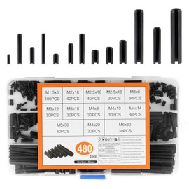 480 Piece Tension Pin Hollow Cotter Pins Set, Tension Pins Assortment, Hollow Spring Pins, Locking Pin, Manganese Steel Hollow Cotter Pin Notched Pins (M1.5/M2/M2.5/M3/M4/M5/M6)