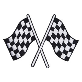 Target Flag Black White Checked Flag Sew-On Iron-On Patch Iron-On Patch Size 9.5 x 6.8 cm