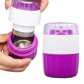 Tablet Crusher for Pills,Multifunctional 3-in-1 Pill Crusher for Tablets UK,Pill Splitter for Storage/Cutting/Grinding,Pill Crushers & Splitters for Family Kids Pets - Purple