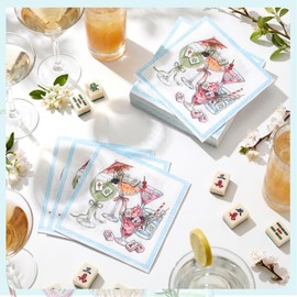 Windkream 200 Pcs Mahjong Cocktail Napkins Disposable Paper Napkins Cocktail Hand Towel for Casual Gatherings Wedding Birthday Party Supplies Gifts