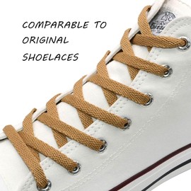 VSUDO VSUDO 60cm Length Flat Tan Trainers Shoelace, 8mm Wide Shoe Laces for Sneakers, Premium Trainer Shoe Strings, Replacements Athletic Sport Shoelaces for Women or Men (1Pair-Tan-060cm)