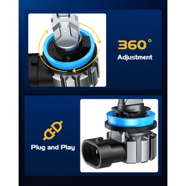 Laxmas H11/H8/H9 Fog Bulb, 28,000LM Brightness 6500K Cool White, Wider Driving Vision, Fanless Design, Plug and Play, 2 Pack