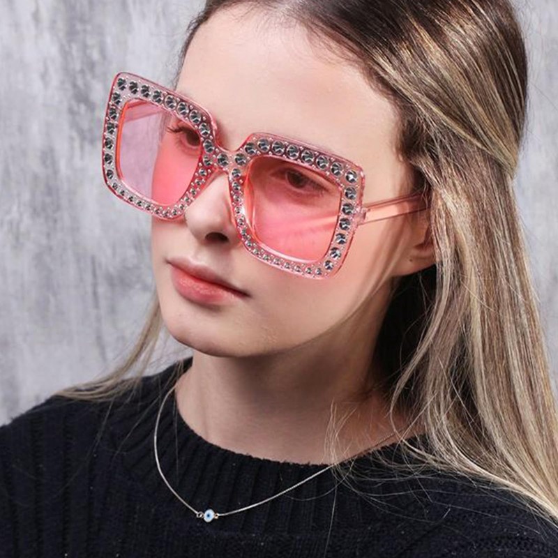 SUNOVELTIES 18 Pcs Women Sparkling Crystal Sunglasses Transparent Oversized Disco
