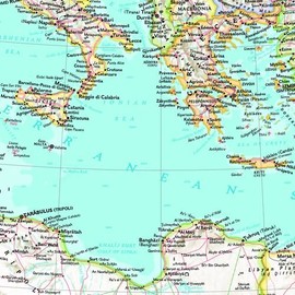 National Geographic Maps: Mediterranean Region Wall Map - Compact - 21 x 16 inches - Front Lamination