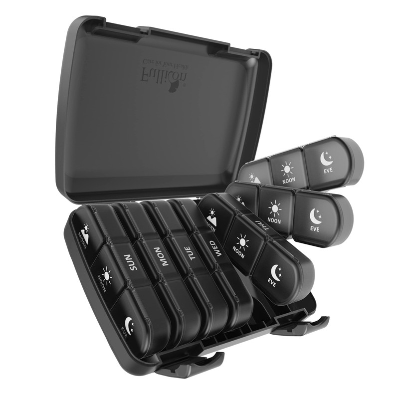 Fullicon Pill Organizer 3 Times a Day, Fullicon Weekly Pill