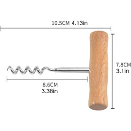 Stainless Steel T-Shape Manual Wine Opener | Professional Corkscrew | Easy Screw-in and Pull Cork Designed for Home and Outdoor Use Bar Tools and Drinkware Corkscrews and Openers Bar and Wine Tools