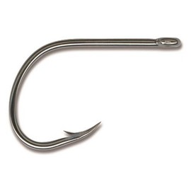 Mustad Ultra Point 2X Fine Wire Kirbed Point Big Gun Open Eye Siwash Hook (Pack of 6), Black Nickel, Size 2/0