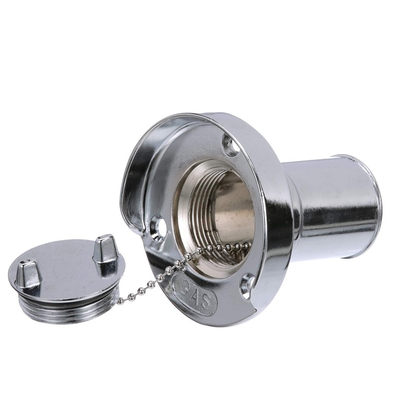 Seachoice Deck Mount Gas Fill Plate w/Cap, Chrome-Plated Zinc, Includes