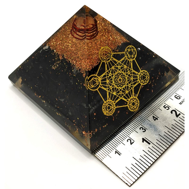 NewAgeHealings Shungite Crystal Orgonite Pyramids with 7 Chakra Metatron Cube