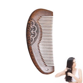 YKEBVPW Wooden Comb for Women Thickened Anti-Static Birch Wood Hair Comb Carved Walnut Handle Comb Women's Wood Combs for Hair Growth Smooth Detangling for All Hair Types Styles