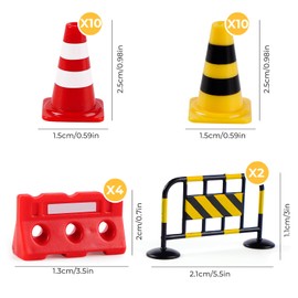 AIZHAZHA Pack of 26 Miniature Traffic Signs Children, Mini Pylons Children's Traffic Cones Toy, Fences Traffic Signs, Warning Cones, Traffic Cones, Construction Site Road Barrier Road Signs Toy