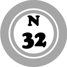 N 32 N32 Bingo Ball - 3 Pack Circle Stickers 3" x 3" - Hobby Number Board Lucky