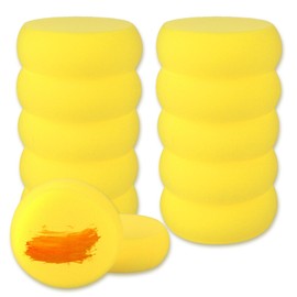 Apausvcm Pack of 12 Round Painting Sponge, Synthetic Art Sponge, Round Sponge Set, 7.5 cm Yellow Craft Sponges, Artist Sponges for School, Craft, Ceramic, Art, Clay, Face Painting, Cleaning