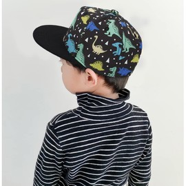XYIYI Dinosaur Black Kids Baseball Caps Cotton Sun Hat Adjustable Trucker Hats Sport Visor Cap for 4-8 Years Old Boys