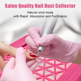 KmaxShip Nail Dust Collector with Turbine Brushless Motor 4000 rpm, Turbo Nail Fan Extractor Sucker, Fuschia Manicures Vacuum Cleaner, Reusable Filter for Acrylic Nail Polishing Art Tech, Home & Salon