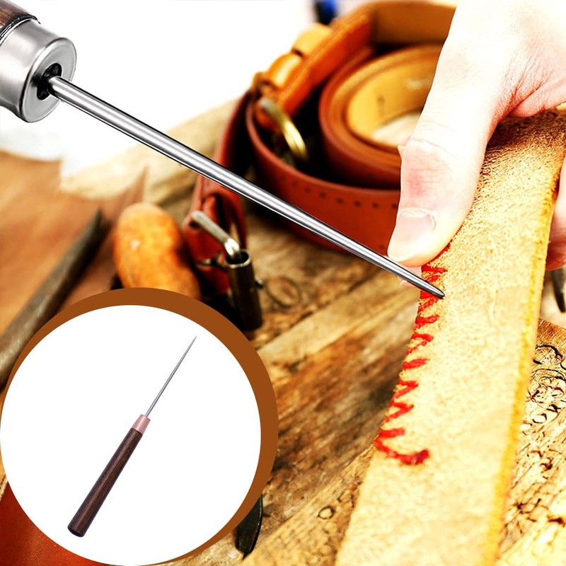 Awl Stainless Wood Handle Sewing DIY Stitching Craft Hole Punching