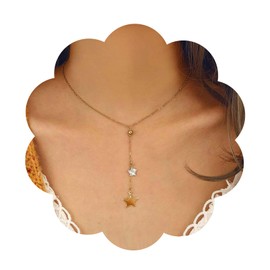 Yheakne Boho Star Y Lariat Necklace Gold Star Y Drop Necklace Crystal Star Tassel Chain Necklace Lucky Star Pendant Necklace Jewellery for Women and Girls, Zinc