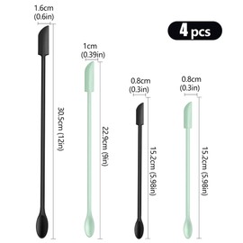 Mini Spatula Silicone Spatula Set - 4pcs Small Makeup Scrapers for Cosmetics, Reusable Beauty Tiny Tools, Thin Jar Scraper, Get the Last of the Makeup Out of the Bottle(Light Green and Black)