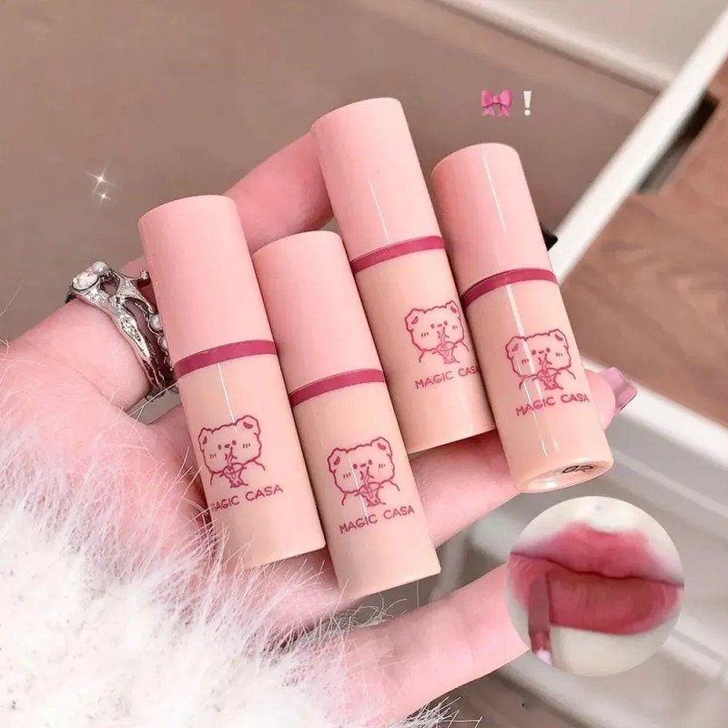 Set De Esmaltes De Labios Mini Bear, 4 Unidades, Pintalabios