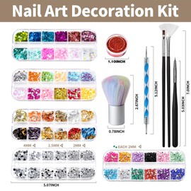 Nail Art Brush, FANDAMEI Nail Design Tools Kit with Nail Art Brushes, Nail Dotting Tools,Fine Glitter,Nail Butterfly, Nail Heart Sequins, Foil Flakes, Nail Art Rhinestones, Nail Art Decoration Kit.