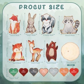 21 Pcs Woodland Animals Baby Shower Table Centerpieces with Warm Characters and 3D Wood Heart Neutral Gender Reveal Rustic Forest Safari Decorations for Girl Boy Camping Birthday Party Supplies