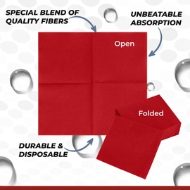 Servilletas desechables para cóctel, paquete de 200 servilletas de papel rojo de 5 x 5 pulgadas, para bar, restaurante y cafetería, servilletas de postre para fiestas, bodas o eventos