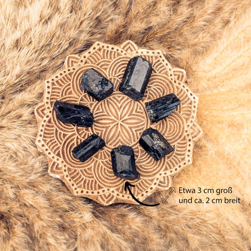 Lebensquelle Plus Black Tourmaline/Schorl Raw Stone Pendant with Leather Cord